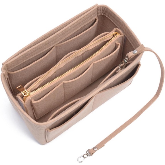 Handbags - Purse Felt Organizer Insert for Handbags, Tote & Purse Bag Beige Large